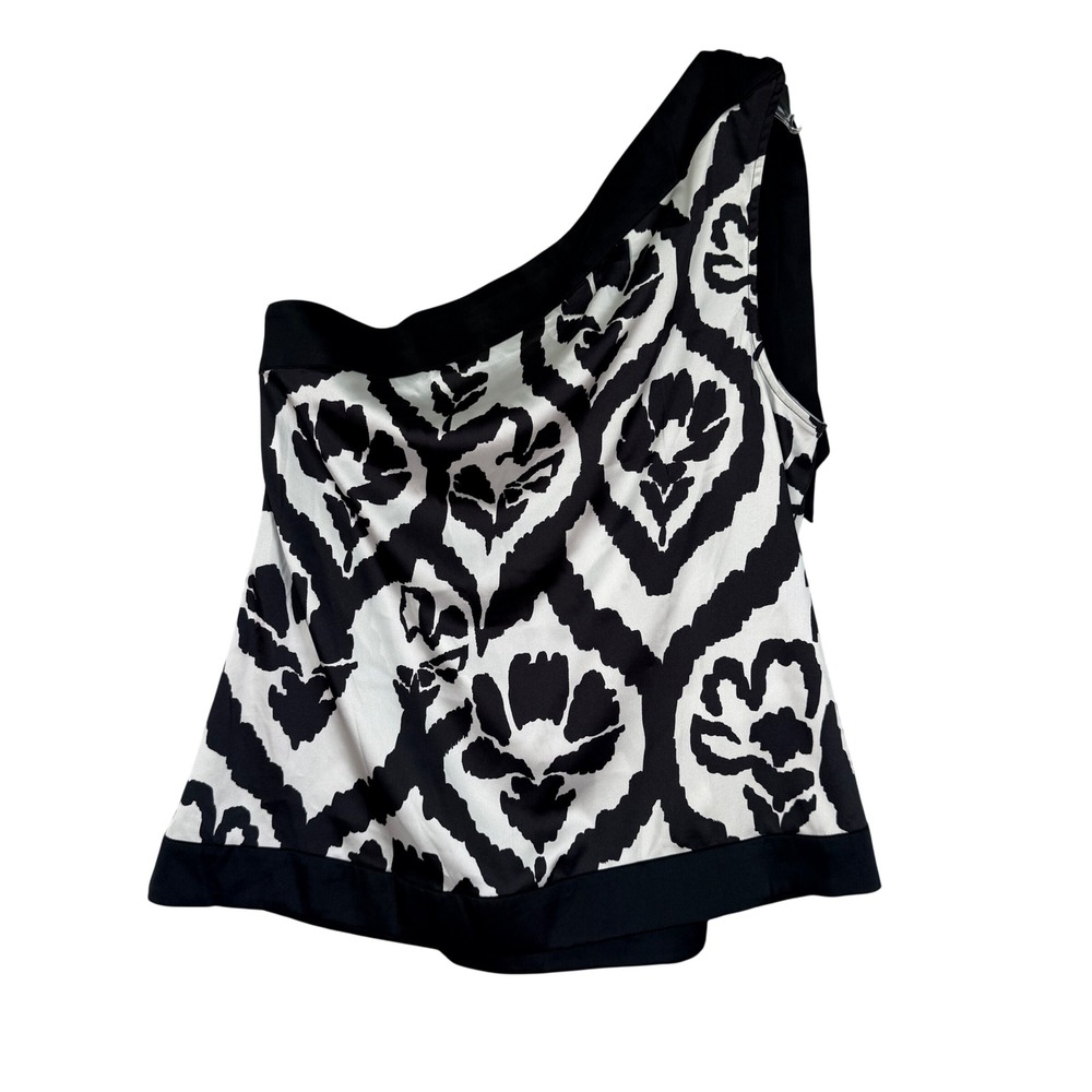 White House Black Market One Shoulder Top Black White Medium